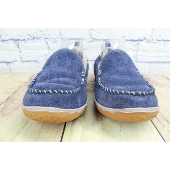 LL Bean Mountain Slippers Moccasin Suede Raw Indigo Size 8 M - Picture 3 of 9